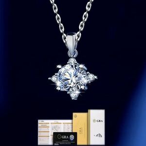 s13【新作】上品 ネックレス モアサナイト 1.0ct シルバー 人工ダイヤモンド 1カラット レディース