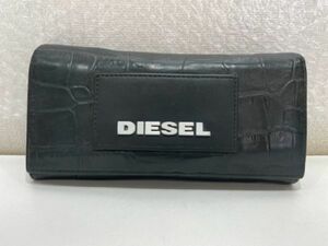 ■DIESEL ディーゼル メンズ レザー クロコ型押し 長財布 ブラック■T