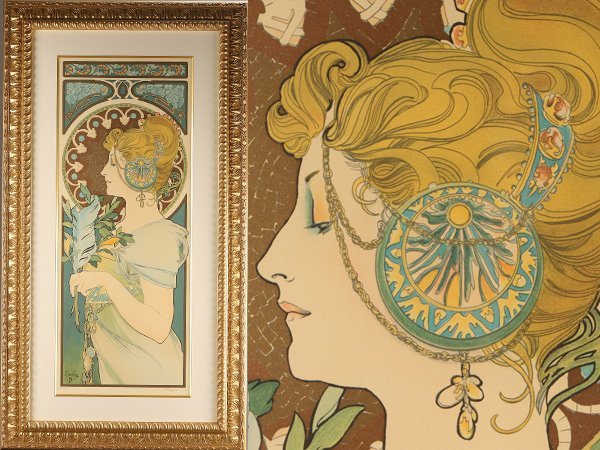 特価品 額装 アルフォンス・ミュシャ アートカード 12か月 リトグラフ
