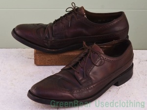 T897◆USA製【フローシャイム FLORSHEIM】ビンテージ ビジネスシューズ ウィングチップ ワイズ細め 良い味 茶 ブラウン メンズ 11C 29cm