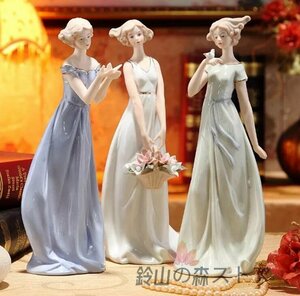 欧風陶磁器西洋人物の置物蒔絵細工陶磁器人物清新少女の家の贈り物装飾品 3種類から選択可能