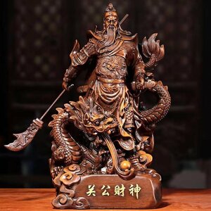 高品質★三国志 関公像 祥龍 風水 金運 置物