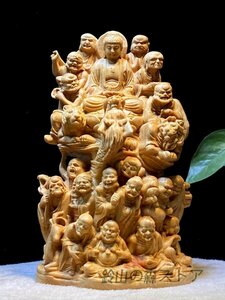 仏教美術 仏像 仏教工芸品 木彫り コレクション 手職人手作り 美術品 精密雕刻 十八羅漢