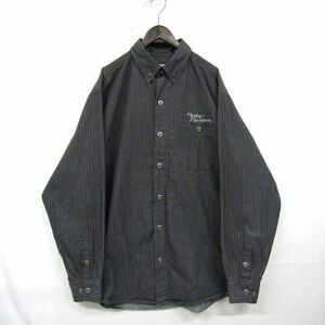  size L HARLEY DAVIDSON button down shirt car n blur - black stripe Harley Davidson old clothes Vintage 2MA2207