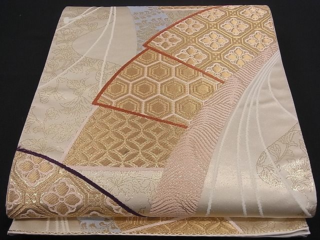 平和屋着物□西陣 六通柄袋帯 唐織 地紙正倉院花文 銀糸 逸品 未使用
