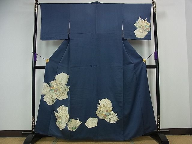 平和屋着物□極上 男性 小紋 鯨 舟 黒地 逸品 未使用3s1608 www.anac