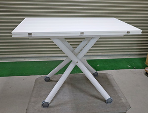 訳アリ 現品限り イタリア製 昇降 伸張式 白いテーブル Esprit ホワイト色 G ハイグロス塗装 リフティングテーブル 無段階調節
