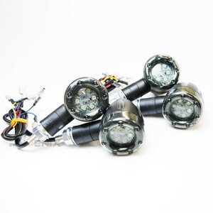 バイク 小型 LED バレット 砲弾型 ウインカー ストップランプ ブレーキ ランプ 汎用 左右 4個 SET