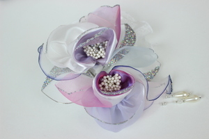  новый товар букетик лиловый белый свадьба формальный сделано в Японии жемчуг циркон серебряный ламе Rav утечка .-n