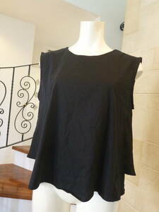  new goods OPAQUE.CLIP(ope-k dot clip ) * black black chiffon using no sleeve cut and sewn L 40