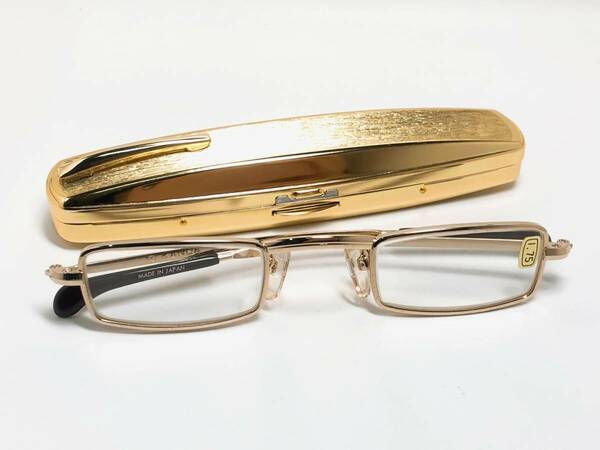 日本製　シニアグラス　老眼鏡　+1.75　ペンタイプケース付き　★　コンパクト　携帯用メガネ　キズに強い　光学ガラスレンズ