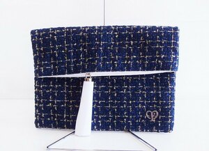 Cle de Peau Beautekredo Poe Beaute original clutch bag tweed navy 