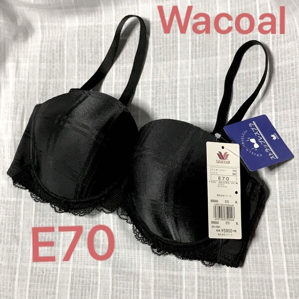 新品 Wacoal ◆ ストラップレスブラ/E70/ブラック ◆