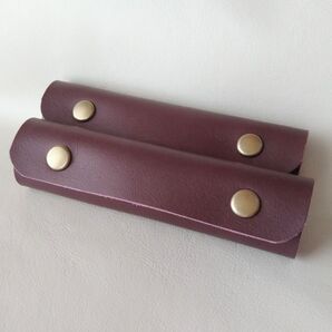 本革ハンドルカバー2個セット(ワインレッド×金具アンティークゴールド)