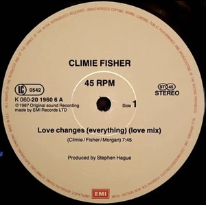 DISCO/Climie Fisher-Love Changes-/12inchシングル.レコード/クライミー.フィッシャーの最大ヒットシングル/安定感のサマー.ソング