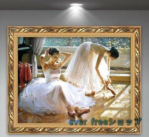 Art hand Auction 美品◆ 油彩 人物画 廊下壁画 バレエを踊る女の子 応接間掛画 玄関飾り 装飾画, 絵画, 油彩, 人物画