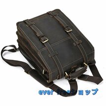 新品推薦★本革 リュックサック メンズ 3way 底鋲付き 自立 レザー B4 13インチPC収納 レトロ トップレイヤー牛革 バックパック_画像3