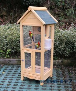 特価★鳥籠 大型インコ用 鳥かご 飼育ケージ 松の木 鳥 はと おうむ 小動物ケージ 松の木 組立式 木製 2部屋式