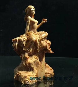 【極上の木彫】美女/弁財天/木彫/東洋彫刻/置物/美術品/工芸品/生活/装飾品