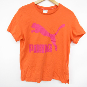 プーマ 半袖Tシャツ フロントロゴ スポーツウェア トップス コットン100% レディース Lサイズ オレンジ PUMA