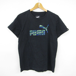 プーマ 半袖Tシャツ フロントロゴ クルーネック コットン100% トップス メンズ Sサイズ ブラック PUMA