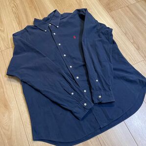 《Used》ラルフローレン 長袖シャツ ネイビー クラシックフィット XL