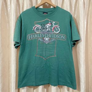HARLEY DAVIDSON ハーレーダビッドソン 半袖Tシャツ サイズL グリーン 1958 パンヘッド FLH DUO-GLIDE デュオグライド　
