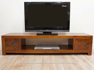 テレビ台 チーク無垢材155NA 低いテレビボード ロータイプ 木製 アジアン家具 完成品 ローボード