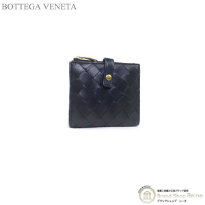 ボッテガ ヴェネタ （BOTTEGA VENETA） イントレチャート ミニウォレット 二つ折り 財布 600270 ブラック（美品）中古