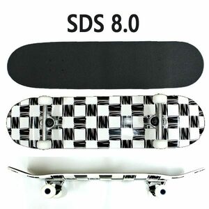 SDS/エスディーエス コンプリートスケートボード/スケボー CHECKERED WHITE 8.0 COMPLETE SK8 [返品、交換不可]