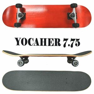 YOCAHER コンプリートスケートボード/スケボー STAINED RED 7.75 COMPLETE SKATEBOARD ER スケボー 完成品 SK8 [返品、交換不可]