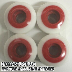 STEADFAST/ステッドファスト TWO TONE WHEEL 51mm WHITE/RED スケートボード ブランク ウィール [返品、交換不可]の画像2