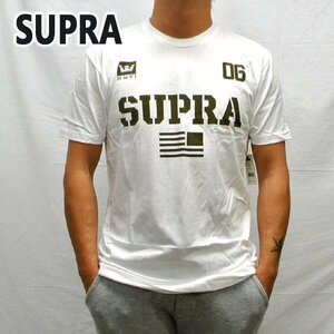 新品未使用　Mサイズ　SUPRA/スープラ TEAM USA WHITE/DARK OLIVE S/S TEE メンズ 半袖 プリントメンズ 男性用 丸首 クリックポスト