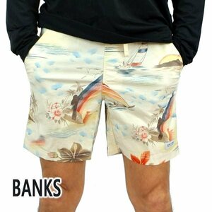 新品未使用 28インチ BANKS/バンクス RAINBOWS ELASTIC BOARDSHORTS BLUE FOG 男性用 ボードショーツ サーフトランクス 海パン 水着 メンズ