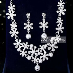 2 point set pearl earrings ( earrings )& necklace wedding accessory silver wedding jewelry u Eddie ng wedding 