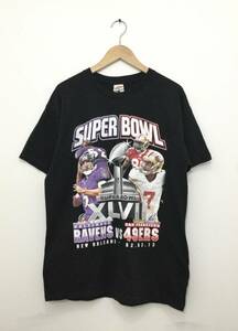 ALSTYLE アルスタイル 良品綺麗 NFL メキシコ製 チームロゴ 半袖Tシャツ メンズL〜 黒系 SUPER BOWL RAVENS 49ERS