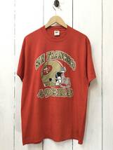 TRENCH トレンチ NFL 49ERS 半袖Tシャツ USA製 メンズXL〜 VINTAGE 赤系 チームロゴ アメフト 良品_画像1