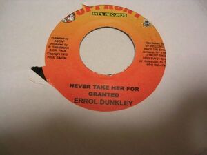 ●Reggae 45●Errol Dunkley / Never Take Her For Granted