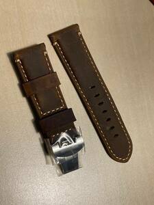 24mm leather strap D buckle attaching dark brown with logo PANERA Panerai interchangeable goods 