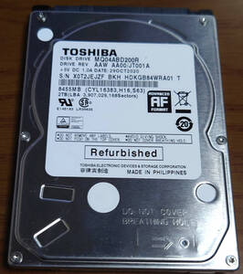 2.5インチ MQ04ABD200 2TB HDD SATA リファービッシュ品 送料無料