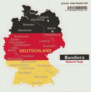 送料込 Bandiera (バンディエラ) クリアステッカー GERMANY 14075 ドイツ DEUTSCHLAND シール ステッカー 地図 国旗 雑貨 グッズ