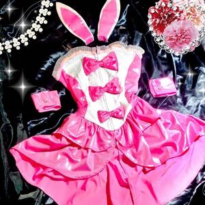  idol manner bunny girl costume set * lustre lame metallic cosplay * spangled attaching One-piece dress ba knee Halloween 