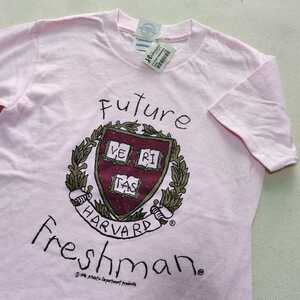 ハーバード大学 HARVARD FUTURE FRESHMAN プリント Tシャツ ピンク ガールズ YSサイズ 未着用品 90s 