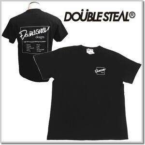 ダブルスティール DOUBLE STEAL スクエアロゴ 半袖Tシャツ 931-12001-09(BLACK)-M カットソー