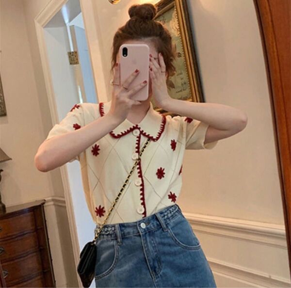 韓国ファッション 半袖 Tシャツ レディース 夏コーデ
