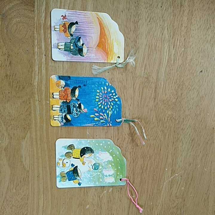 [Sold in Bulk] Bookmark Bookmark with String Japanese Painting Retro Goods Summer Festival Fireworks Sunset Snowman Seasonal Painting Collection, antique, collection, printed matter, others