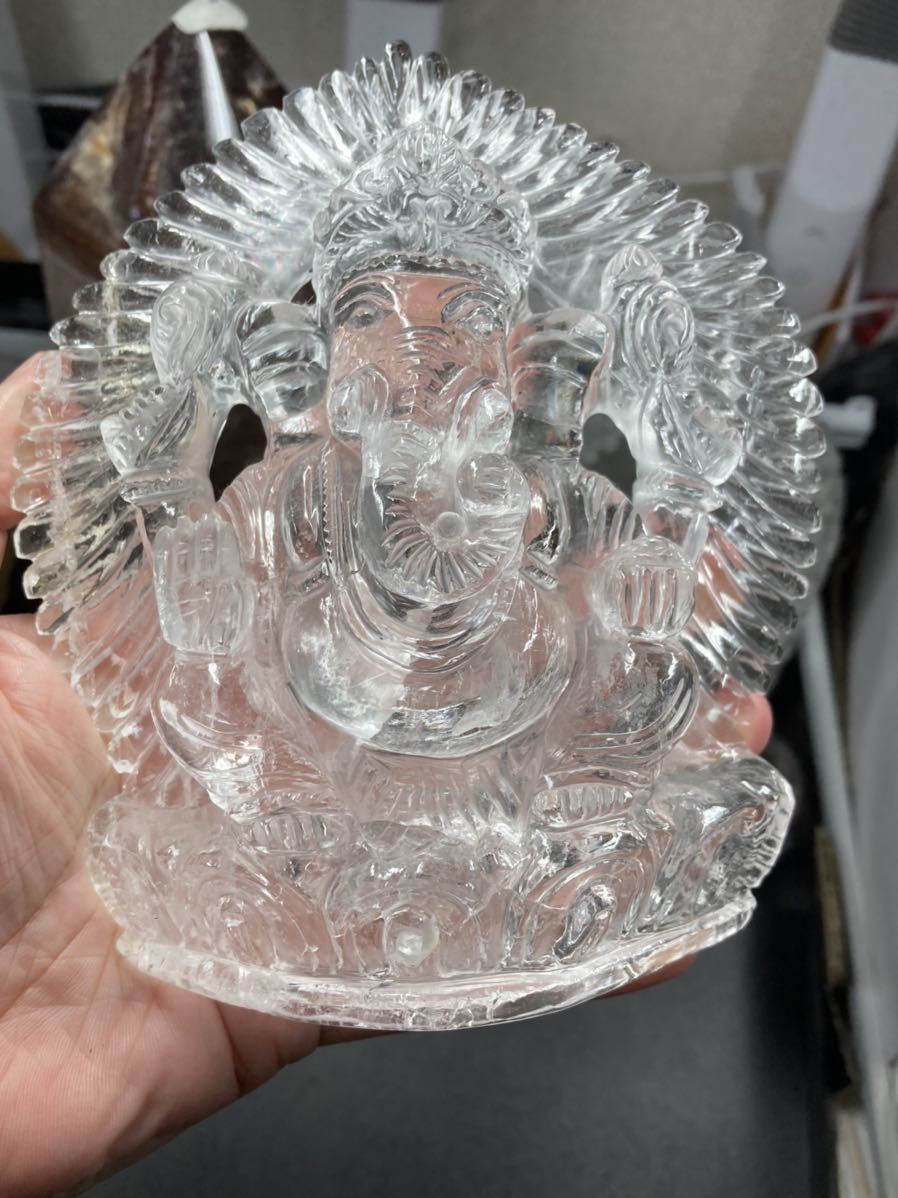 155mm 美しい マニカラン水晶 コブラ付 ガネーシャ | www.jarussi.com.br