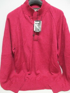 C602/未使用 INTER MEZZO ウール 毛混 M寸 ニット セーター ハイネック 赤 メンズ 定価16800円