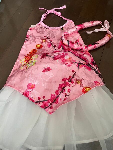 ベトナム　衣装　子供服　チュニック＆スカート　110cm 花柄