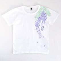 レディース Tシャツ Lサイズ 白 藤の花柄Tシャツ ハンドメイド 手描きTシャツ_画像3